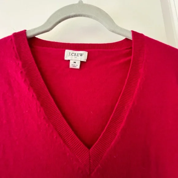 J. Crew Red V-Neck Sweater Soft Knit - Medium - Picture 2 of 7